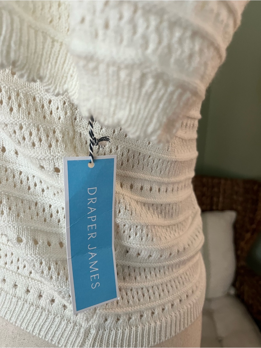 NWT Draper James Ivory Pointelle Cotton Blend Sweater | XL - Picture 6 of 8